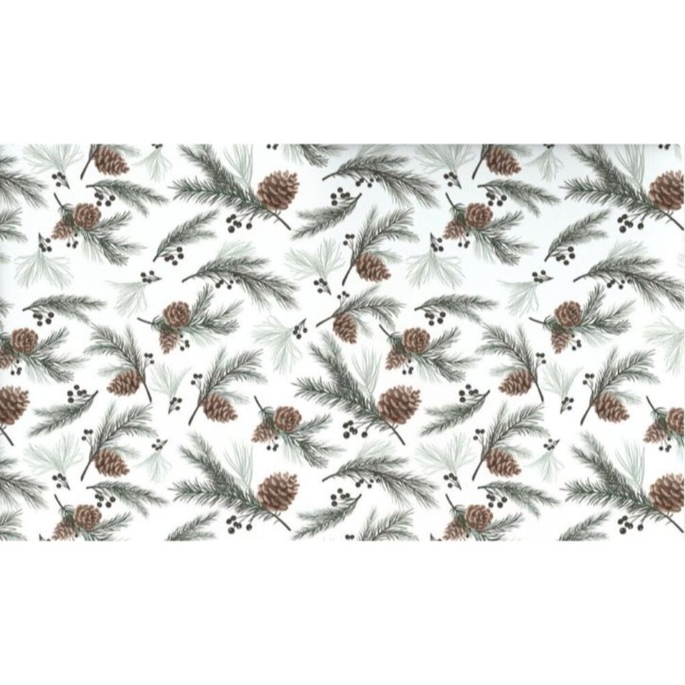 Hallmark Wrapping Paper Christmas Pinecones on White 22.5 sq ft Roll Holiday